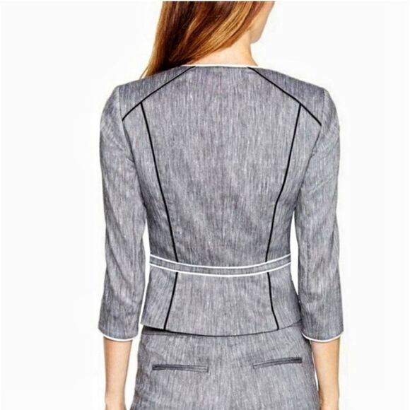 WHITE HOUSE BLACK MARKET Jacket 4 Lightweight Textured Linen Blend Stretch Zip - Picture 5 of 10